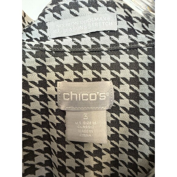 Chico’s No-Iron Coolmax All-Seasons Stretch Shirt Women’s 3 (16) Black White - Picture 3 of 11
